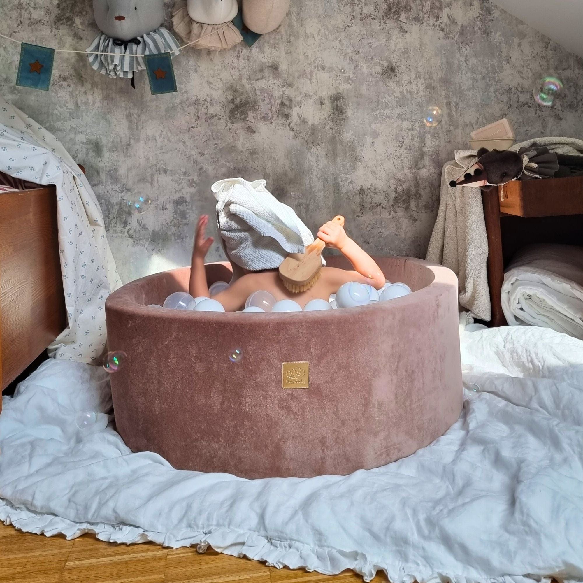 Meowbaby Basen z Kulkami dla Dziecka - Piłki do Wyboru | Beżowy | Velvet
