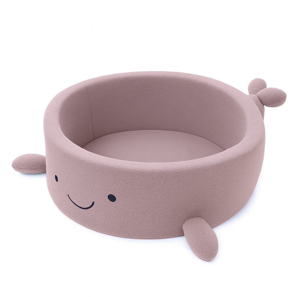 Meowbaby Basen z Kulkami dla Dziecka - Wieloryb | Piłki do wyboru | Raspberry Glaze Pink | Boucle