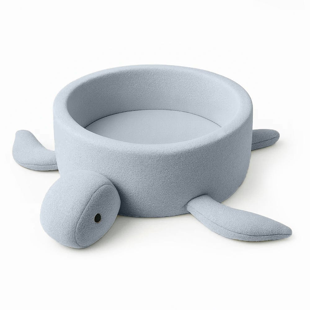 Meowbaby Basen z Kulkami dla Dziecka - Żółw | Piłki do wyboru | Dusty Ice Blue | Boucle