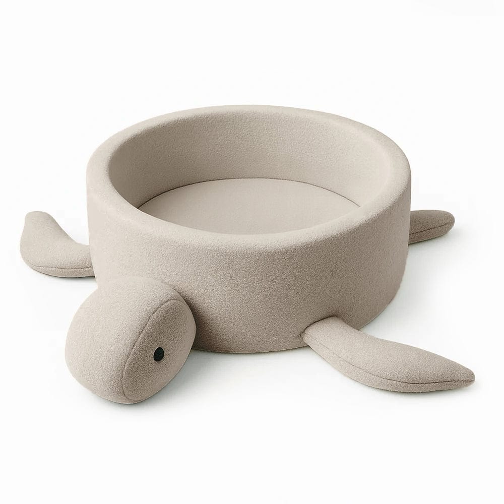 Meowbaby Basen z Kulkami dla Dziecka - Żółw | Piłki do wyboru | Oat Biscuit Beige | Boucle