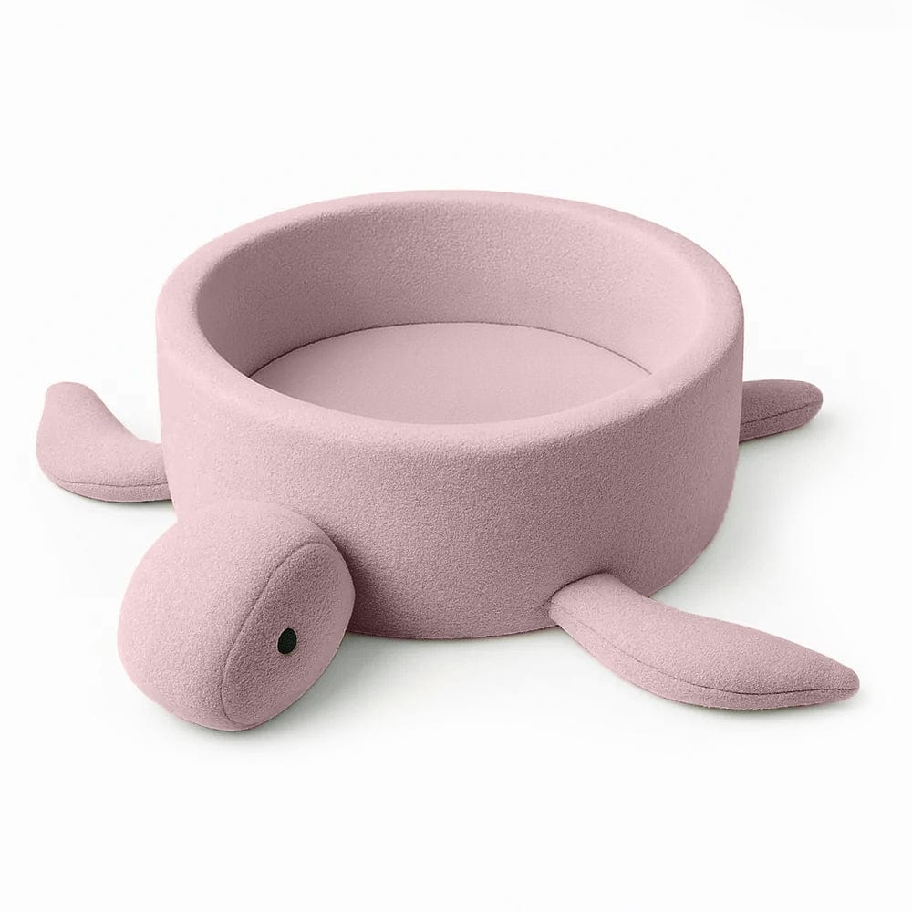 Meowbaby Basen z Kulkami dla Dziecka - Żółw | Piłki do wyboru | Raspberry Glaze Pink | Boucle