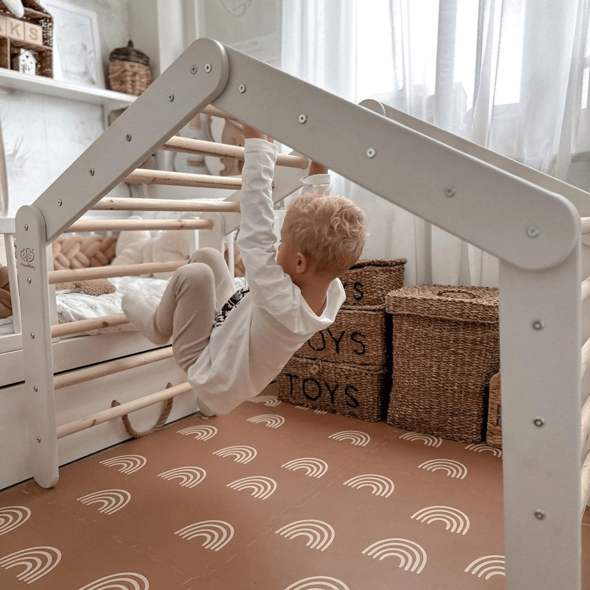 Meowbaby Duża Drewniana Drabinka dla Dzieci Montessori