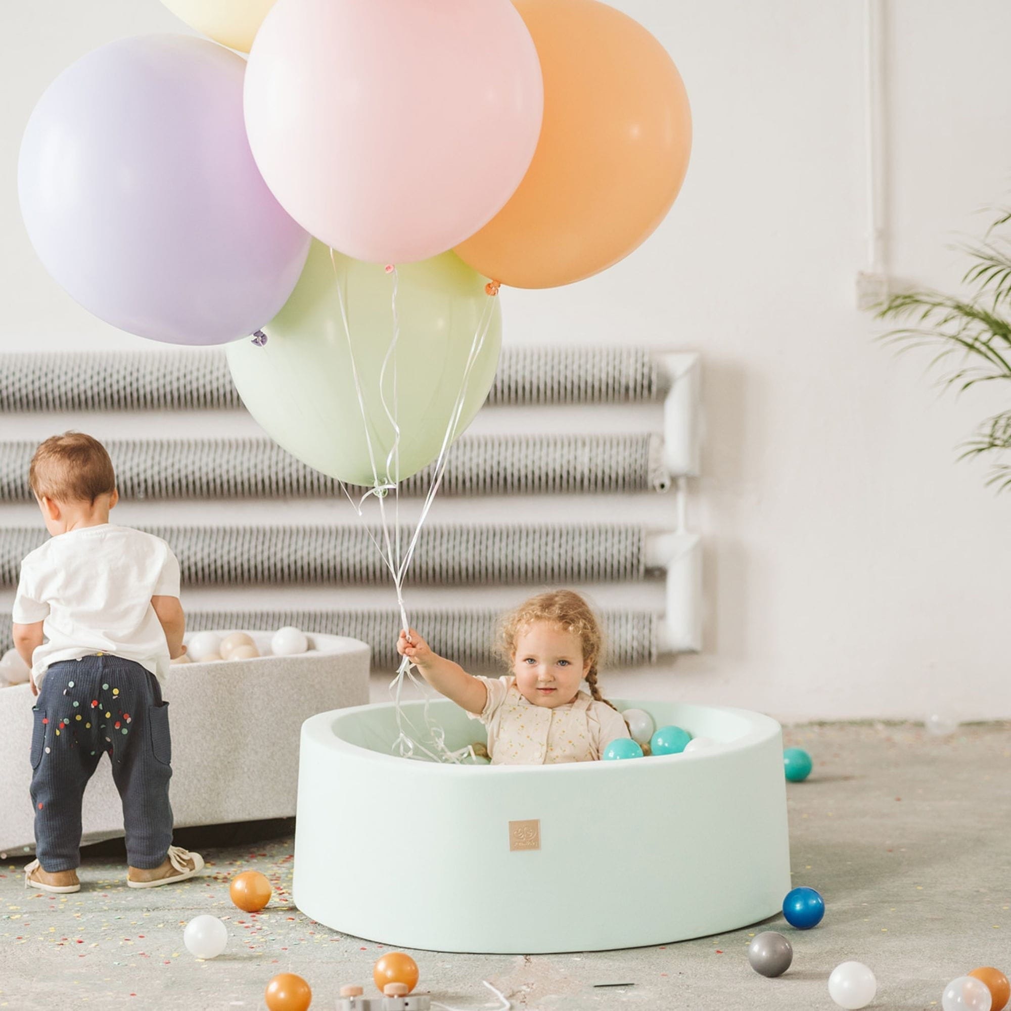 Meowbaby Foam Baby Ball Pit - Balls to Choose | Light Grey | Cotton