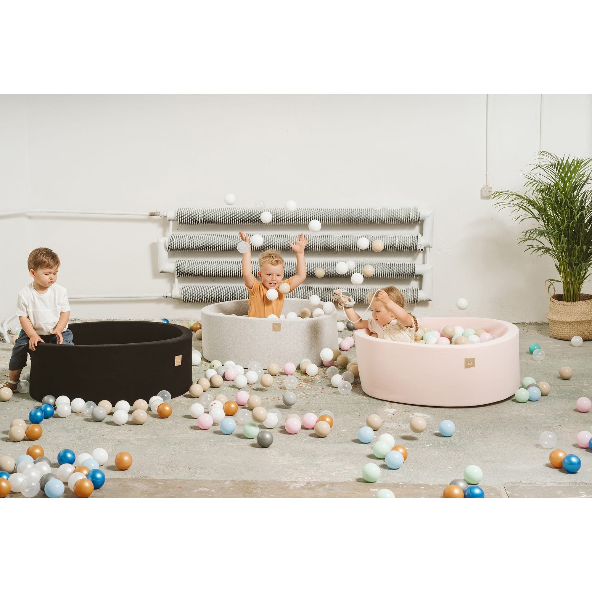 Meowbaby Foam Baby Ball Pit - Balls to Choose | Light Grey | Cotton