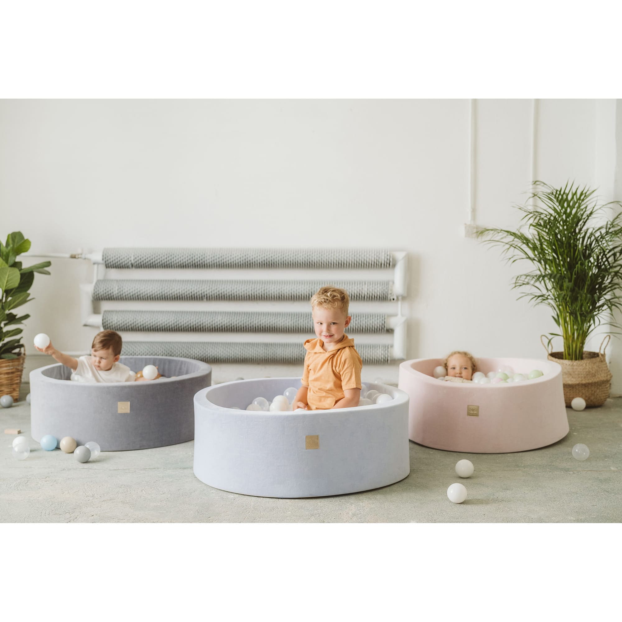 Meowbaby Foam Baby Ball Pit - Balls to Choose | Light Grey | Cotton