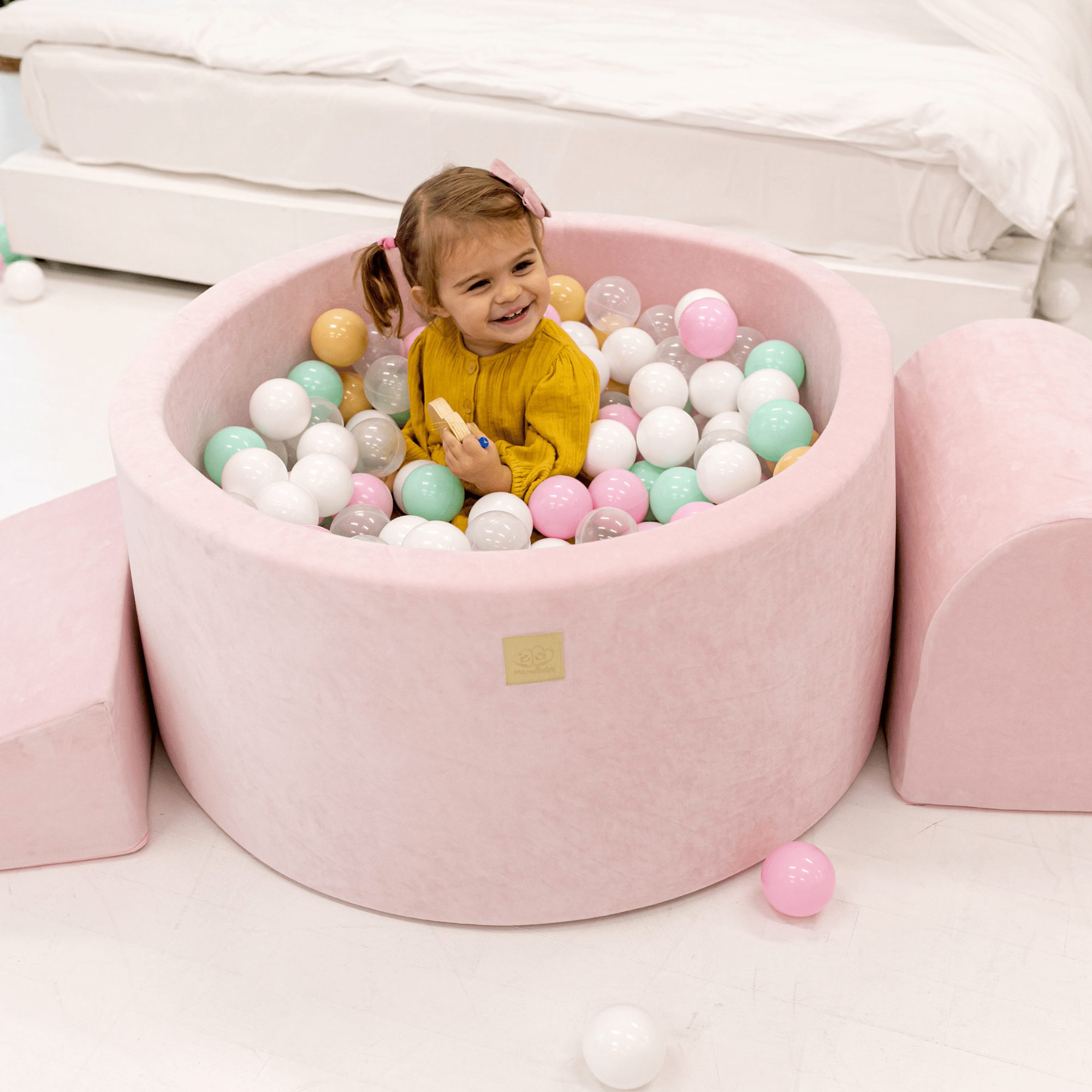 Meowbaby Piankowy Plac Zabaw dla Dzieci | Z Basenem z Kulkami | Szałwiowa Zieleń | Velvet