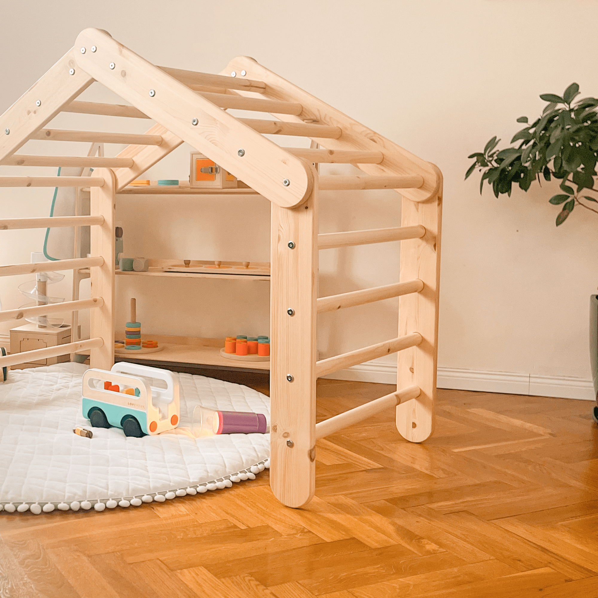 Meowbaby Duża Drewniana Drabinka dla Dzieci Montessori
