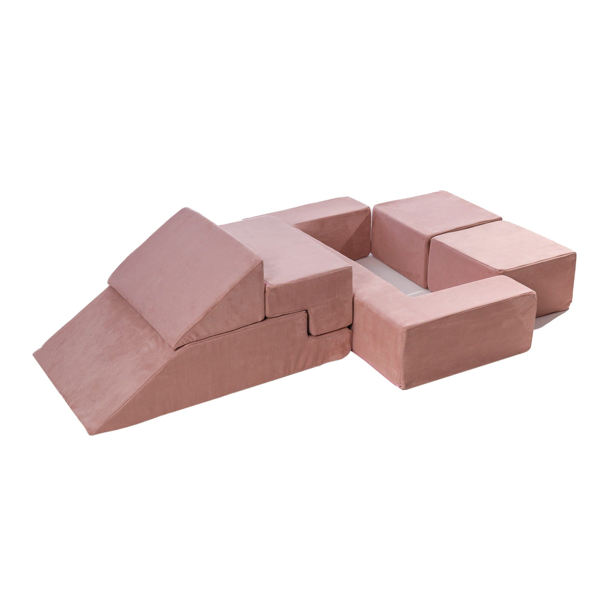 Meowbaby Kids Play Sofa Bricks - Modular Play Couch | 6 Pieces | Velvet