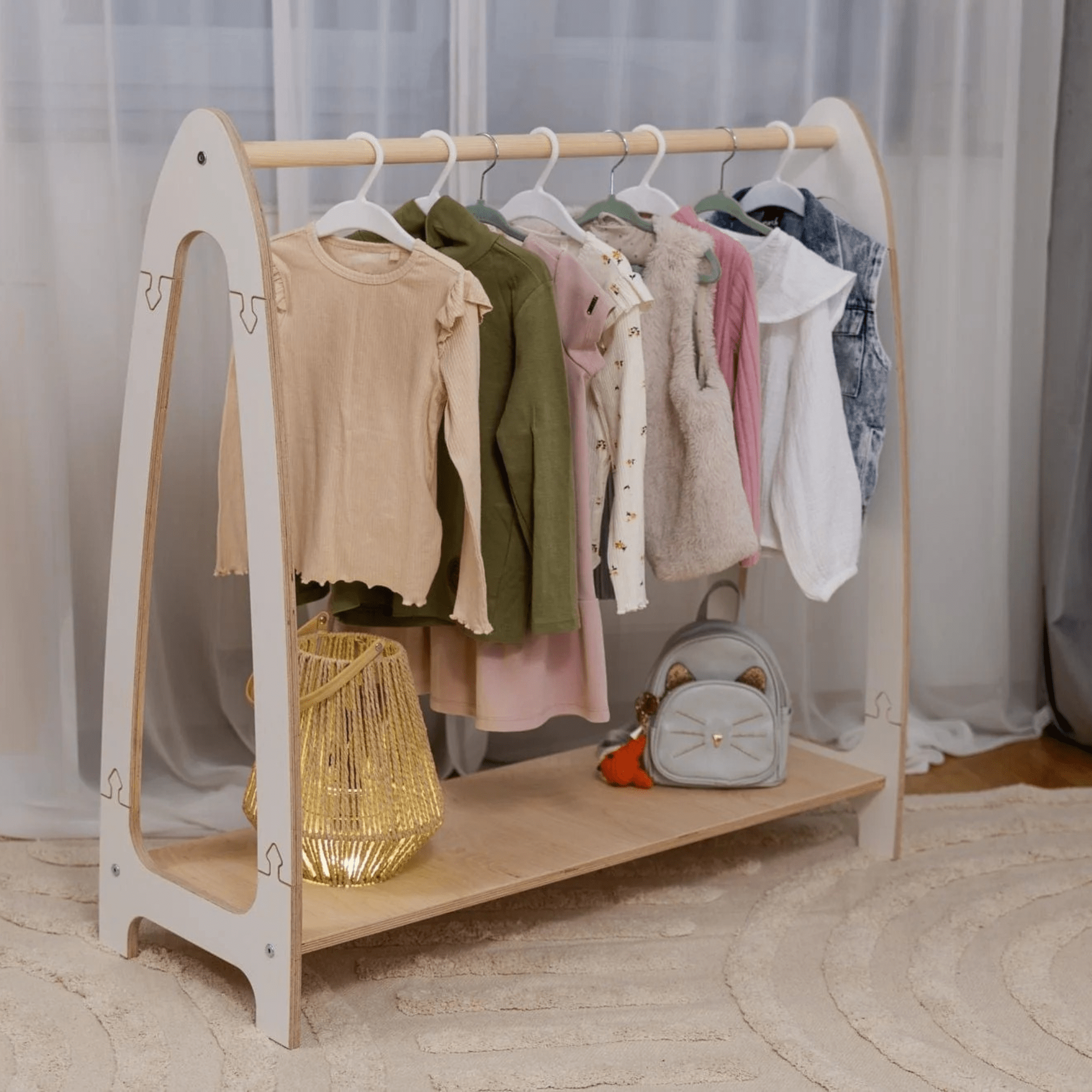 Meowbaby Wieszak dla Dziecka na Ubrania - Soft Hanger | Drewniany