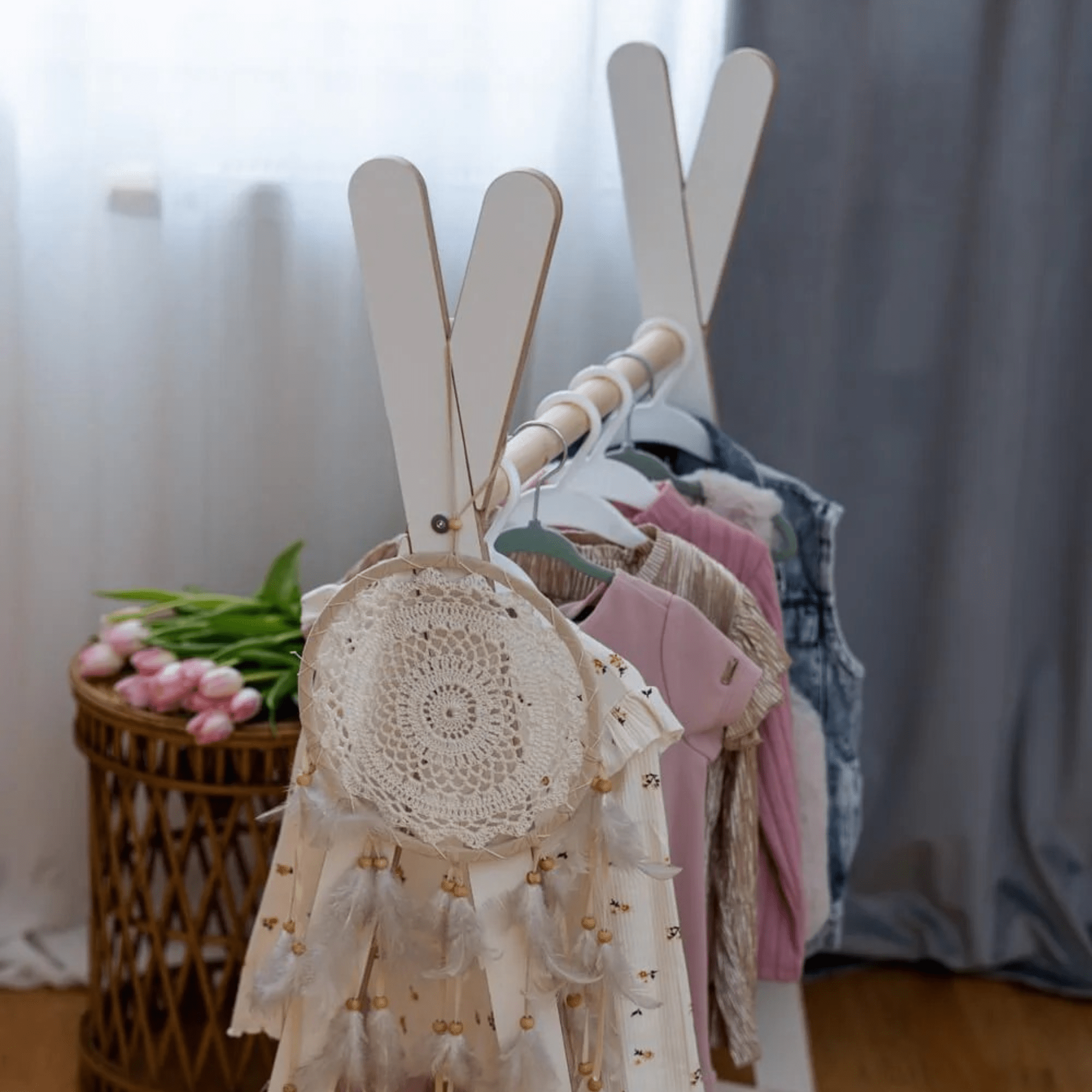 Meowbaby Wieszak na Ubranka dla Dzieci - Tipi Hanger | Drewniany